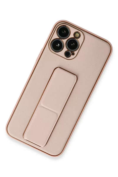 Apple iPhone 13 Pro Kılıf Coco Deri Standlı Kapak - Pembe