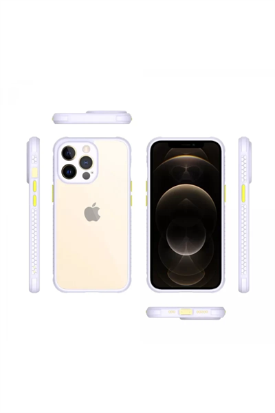 Apple iPhone 13 Pro Kılıf Miami Şeffaf Silikon - Lila