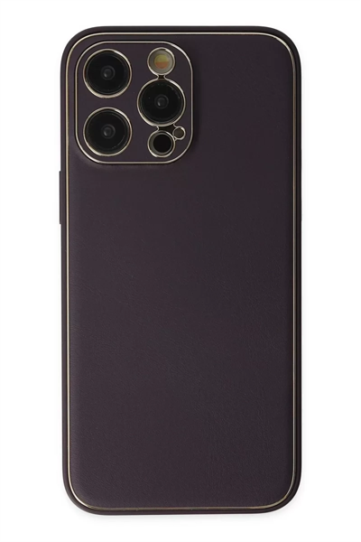 Apple iPhone 13 Pro Max Kılıf Coco Deri Silikon Kapak - Derin Mor