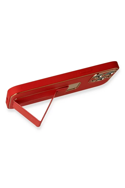 Apple iPhone 13 Pro Max Kılıf Coco Deri Standlı Kapak - Kırmızı