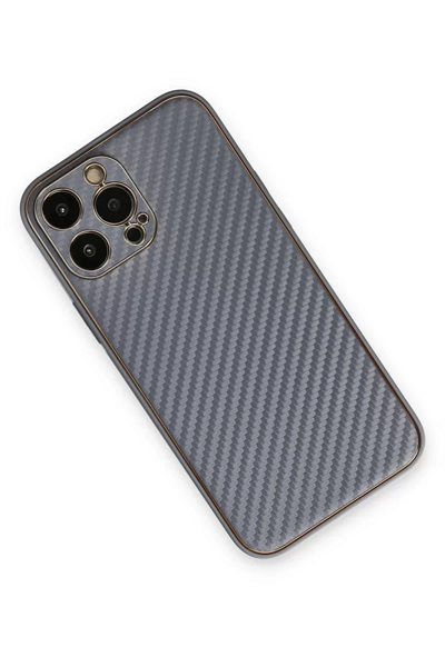 Apple iPhone 13 Pro Max Kılıf Coco Karbon Silikon - Gri