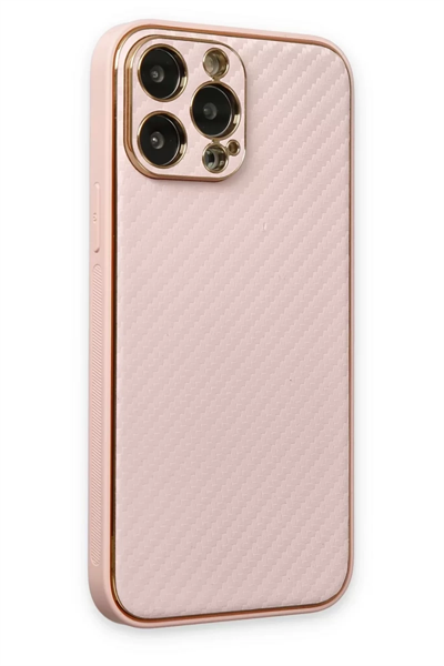 Apple iPhone 13 Pro Max Kılıf Coco Karbon Silikon - Pembe