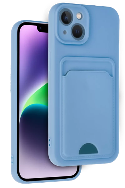 Apple iPhone 14 Kılıf Kelvin Kartvizitli Silikon - Mavi