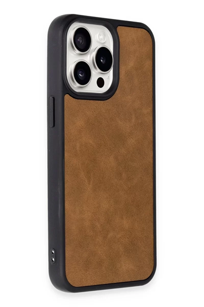 Apple iPhone 14 Pro Max Kılıf Aras Deri Kapak - Taba