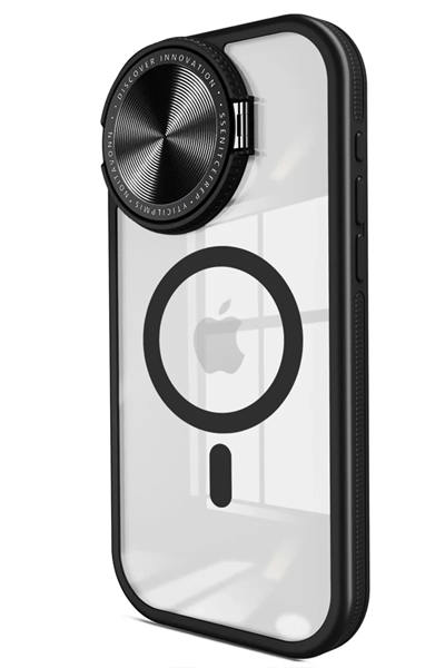 Apple iPhone 14 Pro Max Kılıf Teleskop Lens Magsafe Silikon Kapak - Siyah