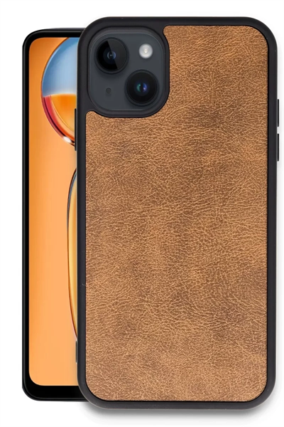 Apple iPhone 15 Kılıf Aras Deri Kapak - Taba