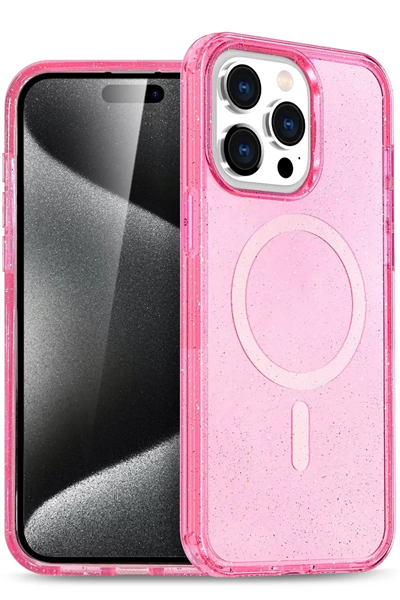 Apple iPhone 15 Pro Kılıf Star Magsafe Kapak - Pembe