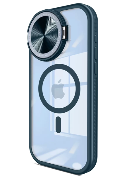 Apple iPhone 15 Pro Kılıf Teleskop Lens Magsafe Silikon Kapak - Lacivert