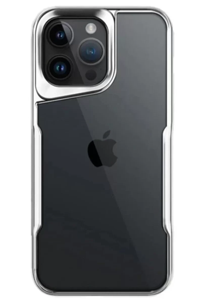 Apple iPhone 15 Pro Max Kılıf Boyi Silikon Kapak - Gümüş