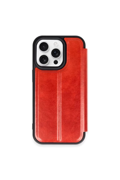 Apple iPhone 15 Pro Max Kılıf Flip Cover - Kırmızı