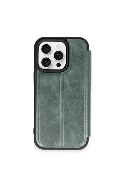 Apple iPhone 15 Pro Max Kılıf Flip Cover - Koyu Yeşil