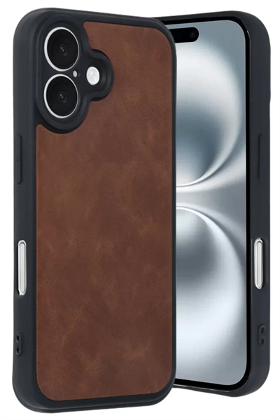 Apple iPhone 16 Kılıf Aras Deri Kapak - Taba
