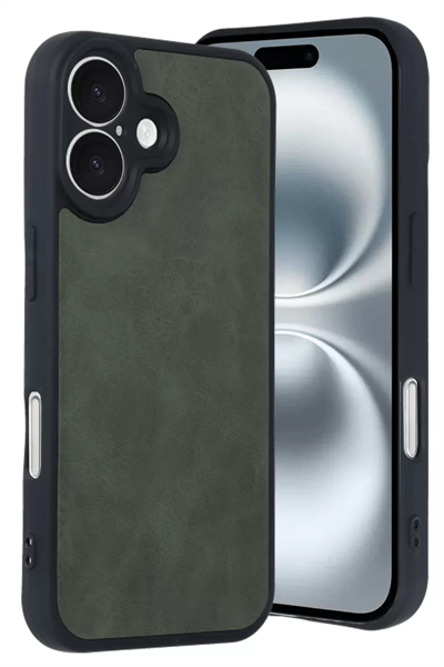 Apple iPhone 16 Kılıf Aras Deri Kapak - Koyu Yeşil