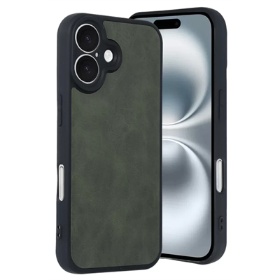 Apple iPhone 16 Kılıf Aras Deri Kapak - Koyu Yeşil