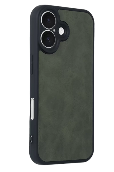Apple iPhone 16 Kılıf Aras Deri Kapak - Koyu Yeşil