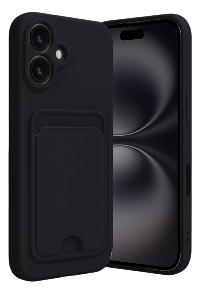 Apple iPhone 16 Kılıf Kelvin Kartvizitli Silikon - Siyah