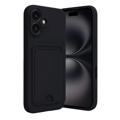 Apple iPhone 16 Kılıf Kelvin Kartvizitli Silikon - Siyah