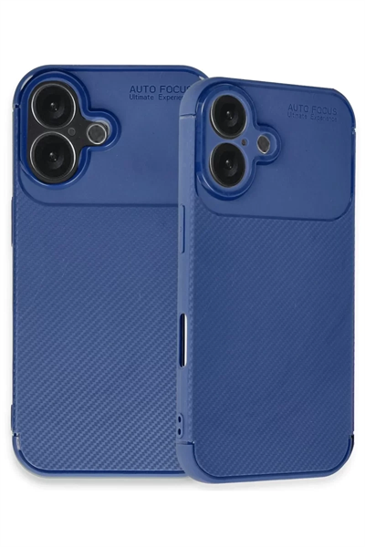 Apple iPhone 16 Plus Kılıf Auto Focus Karbon Kapak - Lacivert