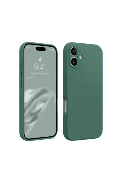 Apple iPhone 16 Plus Kılıf First Silikon - Koyu Yeşil