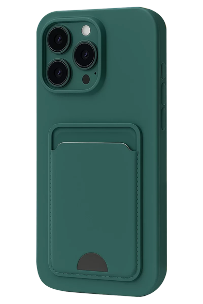 Apple iPhone 16 Plus Kılıf Kelvin Kartvizitli Silikon - Koyu Yeşil