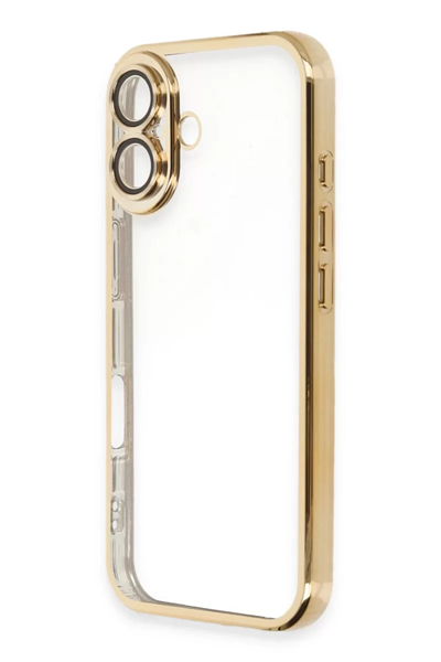 Apple iPhone 16 Plus Kılıf Lensli Silikon - Gold