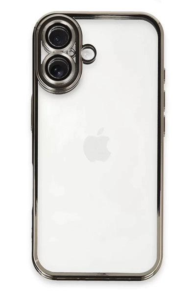 Apple iPhone 16 Plus Kılıf Lensli Silikon - Titanyum Gri