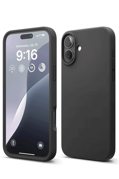 Apple iPhone 16 Plus Kılıf Nano içi Kadife Silikon - Siyah