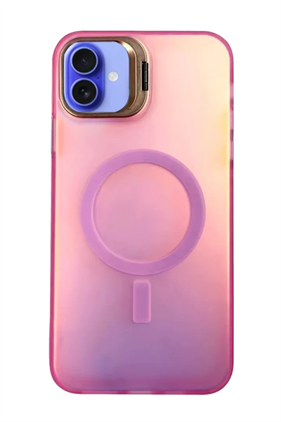 Apple iPhone 16 Plus Kılıf Primera Magsafe Standlı Kapak - Pembe