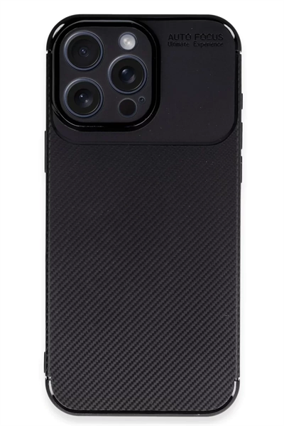 Apple iPhone 16 Pro Kılıf Auto Focus Karbon Kapak - Siyah