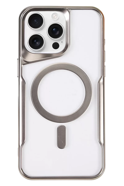 Apple iPhone 16 Pro Kılıf Boyi Magsafe Silikon Kapak - Gümüş