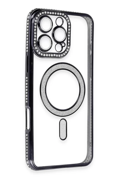 Apple iPhone 16 Pro Kılıf Joke Simli Magneticsafe Kılıf - Siyah
