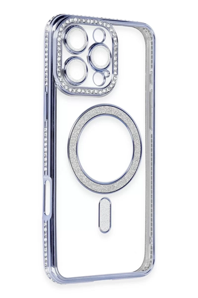 Apple iPhone 16 Pro Kılıf Joke Simli Magneticsafe Kılıf - Mavi