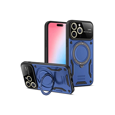 Apple iPhone 16 Pro Kılıf Joy Lens Standlı Kapak - Lacivert