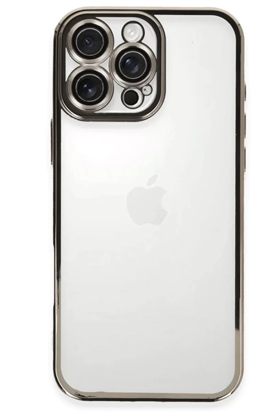Apple iPhone 16 Pro Kılıf Lensli Silikon - Titanyum Gri