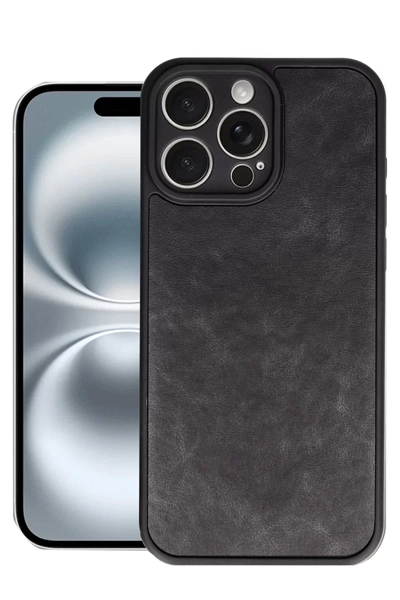 Apple iPhone 16 Pro Max Kılıf Aras Deri Kapak - Siyah