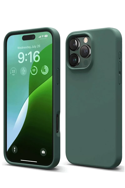 Apple iPhone 16 Pro Max Kılıf First Silikon - Koyu Yeşil