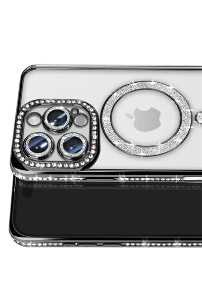 Apple iPhone 16 Pro Max Kılıf Joke Simli Magneticsafe Kılıf - Siyah