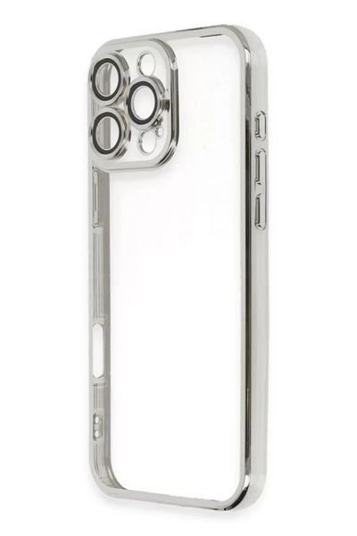 Apple iPhone 16 Pro Max Kılıf Lensli Silikon - Gümüş