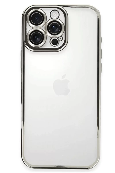 Apple iPhone 16 Pro Max Kılıf Lensli Silikon - Gümüş