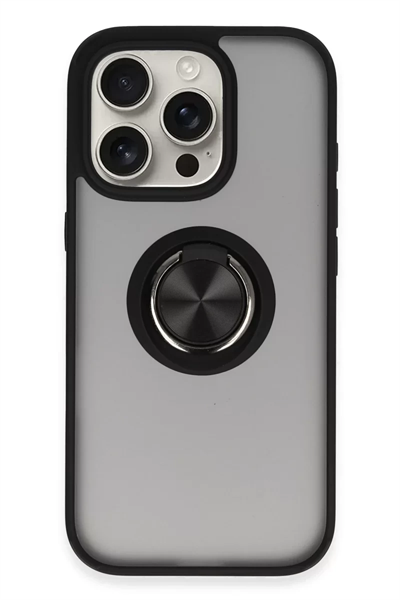Apple iPhone 16 Pro Max Kılıf Montreal Yüzüklü Silikon Kapak - Siyah