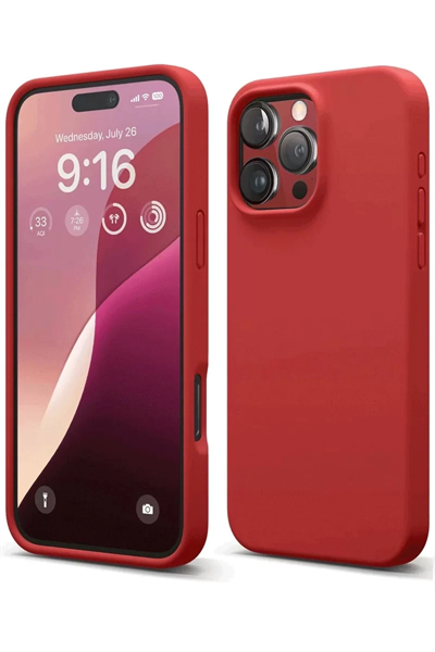 Apple iPhone 16 Pro Max Kılıf Nano içi Kadife Silikon - Kırmızı