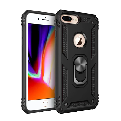 Apple iPhone 7 Plus Kılıf Sofya Yüzüklü Silikon Kapak - Siyah