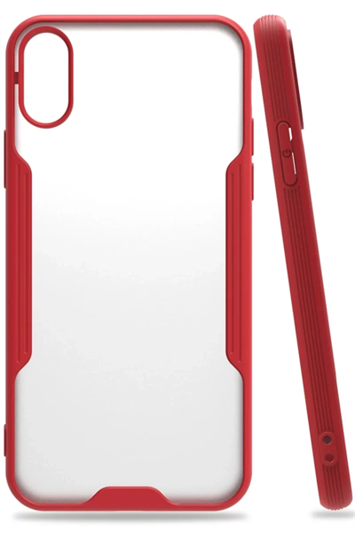 Apple iPhone X Kılıf Platin Silikon - Kırmızı