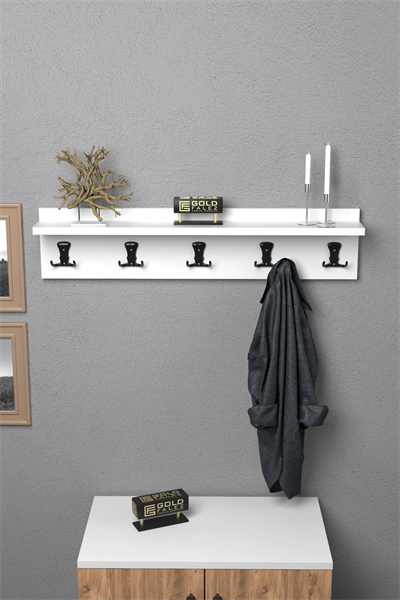 Askılık Duvar Elbise Askılığı Portmanto 80 Cm Beyaz Düz