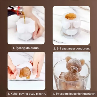 Ayı Şekilli Silikon Buz Kalıbı