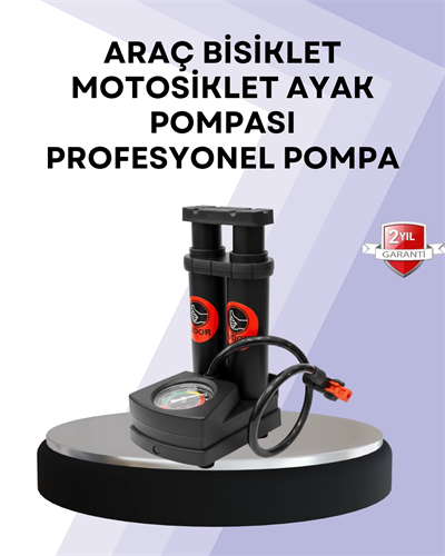 Basınç Saatli Ayak Pompası Bisiklet ve Araç Uyumlu