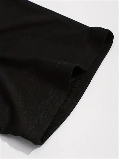 Baskılı Oversize Bisiklet Yaka T-shirt - Siyah