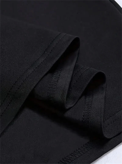Baskılı Oversize Bisiklet Yaka T-shirt - Siyah