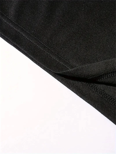 Baskılı Oversize Bisiklet Yaka T-shirt - Siyah