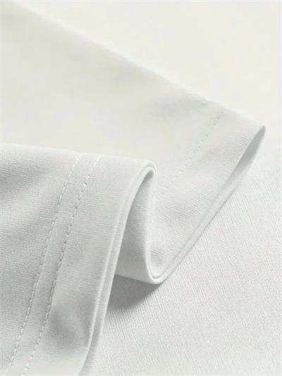 Baskılı Oversize Bisiklet Yaka T-shirt - Beyaz